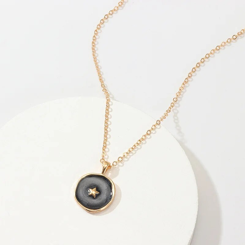 Collane con ciondolo a forma di fulmine con sterna e lune colorate per donne e ragazze, in smalto, alla moda, per feste e gioielli quotidiani, collana con catena alla moda_voghion.com