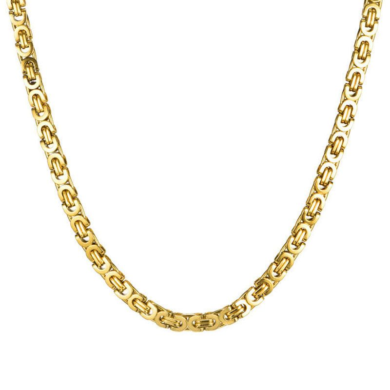 Collana a catena in oro placcato da uomo in acciaio inossidabile con freno maschile piatto King Rock Fashion Accesso Dropshipping gratuito_voghion.com