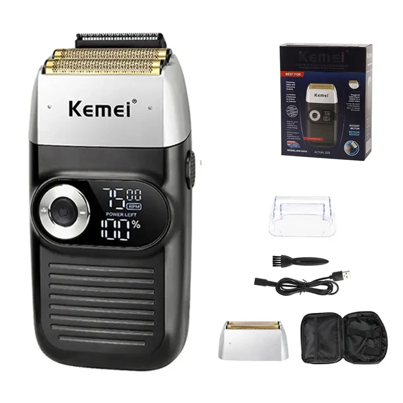 KM-2026 Men's Electric Professional Clipper LCD Display Beard Hair Trimmer Hine USB Shaver Male_voghion.com