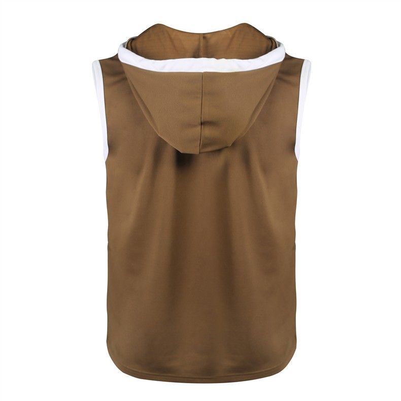 Herrenbekleidung Kapuzen-Tanktop, ärmellos, atmungsaktiv, Sommerweste für Fitnessstudio und Freizeit (Schwarz/Weiß/Karamell/Grau/Burgund/Khaki, S-XXXL)_voghion.com
