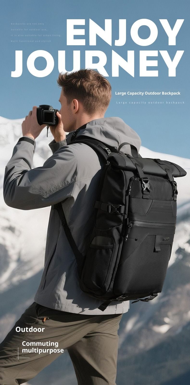 NOKOMETA Casual Backpack Backpack School Bag Large Capacity Waterproof Computer Bag Unisex Travel Commuter Bag_voghion.com