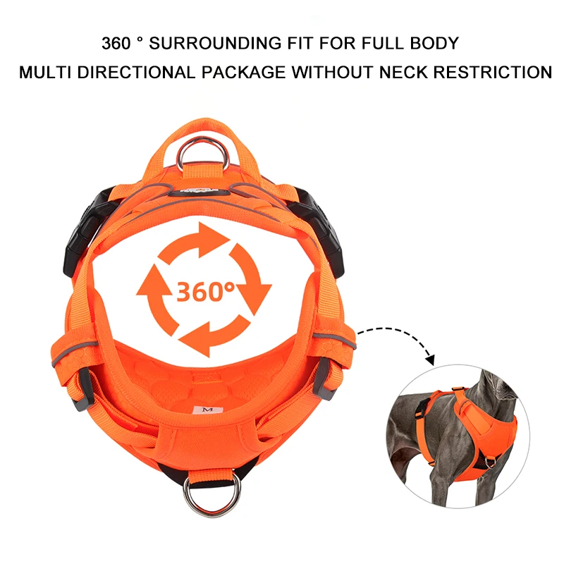 No Pull Dog Harness Pet Reflective Nylon Adjustable Medium Large Naughty Dog Vest Safety Vehicular Lead Walking Running_voghion.com