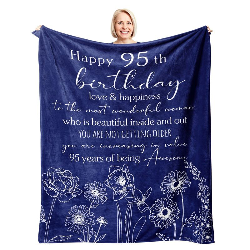 60-årsdag Gratulerer med dagen Mønster Teppe Flanell Mykt Komfortabelt Hjemmeteppe Varmt Teppe Bursdagsgave_voghion.com