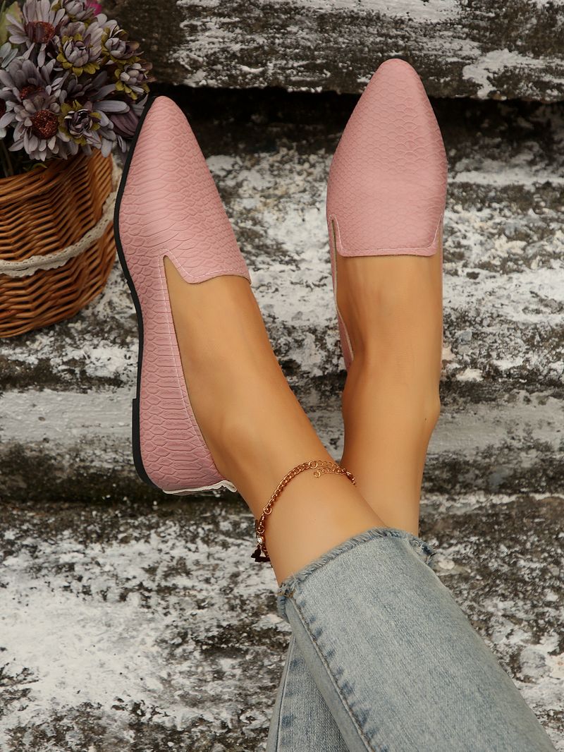 Women's Shoes Large Size Women's Casual Flat Shoes Pointed Toe Simple Snakeskin Pattern Shallow Mouth Breathable One Foot Slip On Large Size 43_voghion.com
