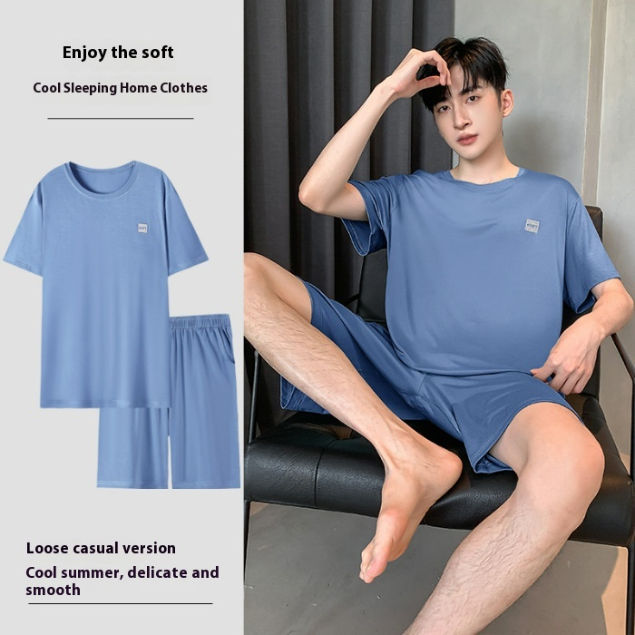 Pyjama en modal printemps-été 2024, ensemble short à manches courtes, vêtements de maison pour hommes diffusés en direct_voghion.com