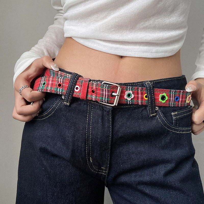 Cintura a quadri versatile con personalità in tela e sottocultura Y2K, nuovi accessori di nicchia da donna del 2025_voghion.com