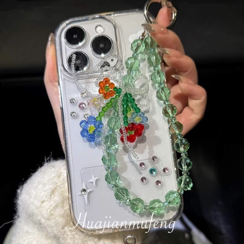 Vroege lente gekleurde bloemen kralen mobiele telefoon ketting lanyard sleutelhanger hanger camera hanger verse_voghion.com