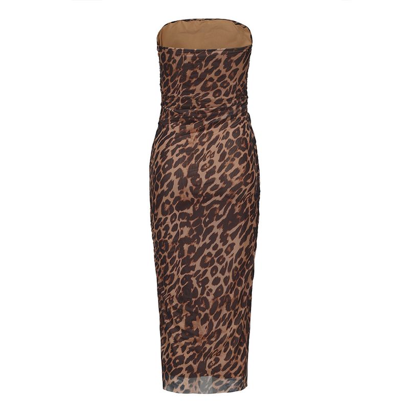 Frae Kleeder Fréijoer a Summer Nei Arrivée Mesh gedréckt Duebelschicht Sexy Side Slit Kleed_voghion.com