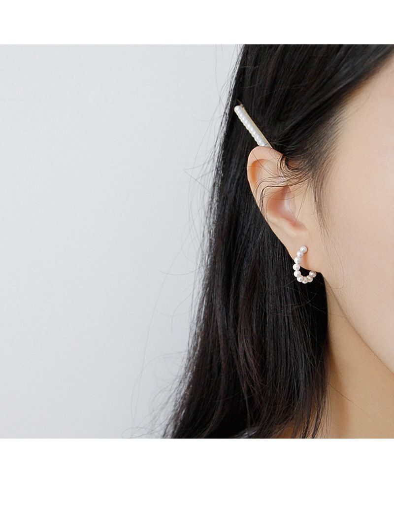 Yh428 Koreanische S925 Sterling Silber Stud Ohrringe Einfache Geometrische Ring Shell Perle Stud Ohrringe_voghion.com