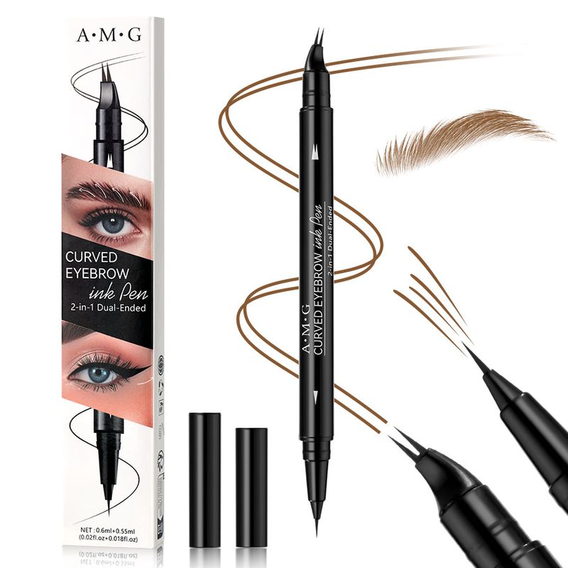 AMG Çift Başlıklı Eyeliner ve Çatal Kaş Kalemi - Suya Dayanıklı, Terlemeye Dayanıklı, Bulaşmaya Dayanıklı, Belirgin Kaş Kalemi_voghion.com