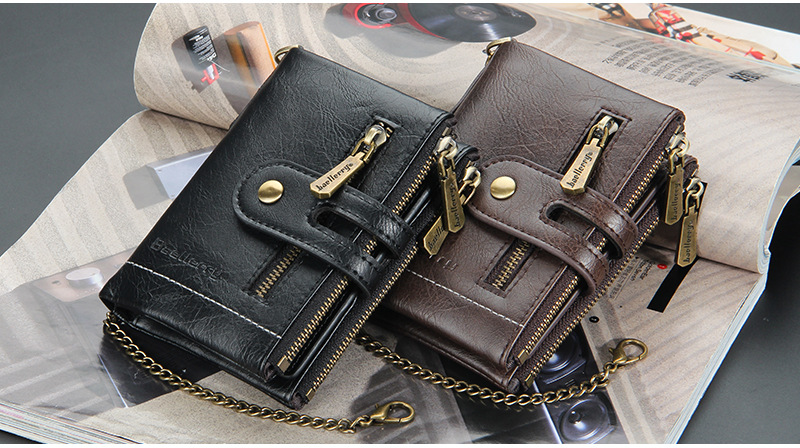 New Men's Short Wallet European And American Business Double Zipper Zero Wallet Multiple Card Slots_voghion.com