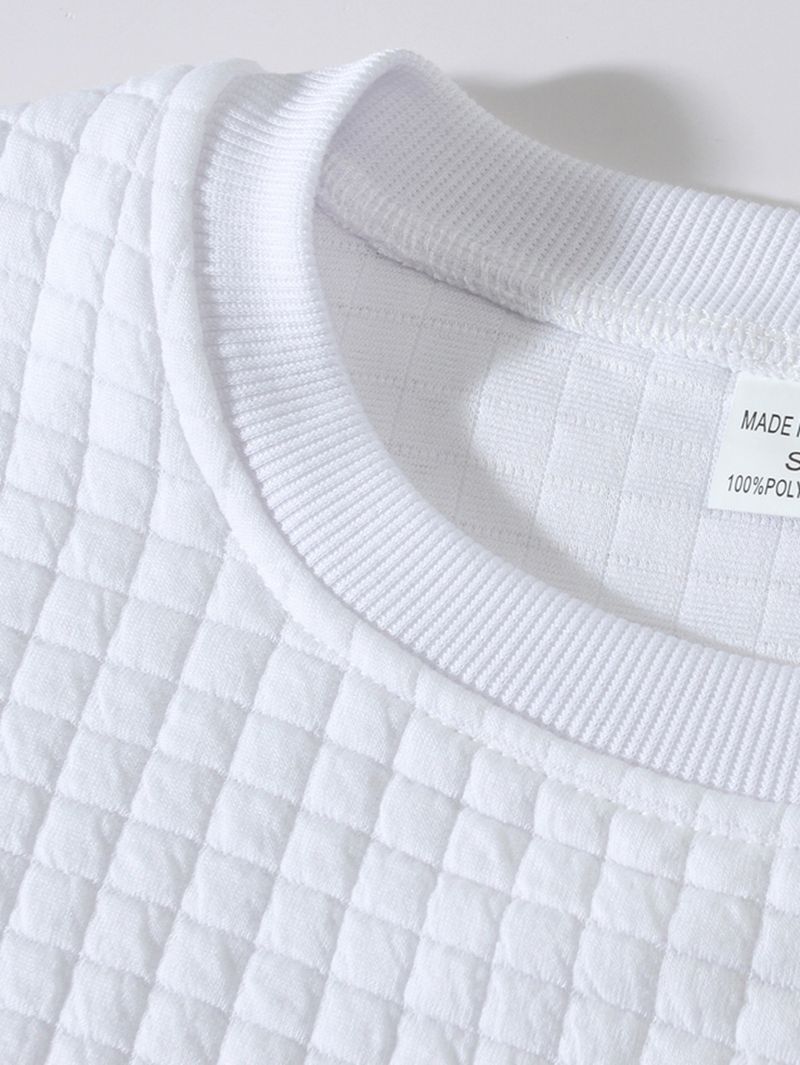 Slim-Fit Herren-Langarmshirt – Strukturiertes Micro-Check-Rundhals-Baselayer (220 g/m² Polyester) – Unifarbenes Freizeit-T-Shirt (S-XXXL)_voghion.com