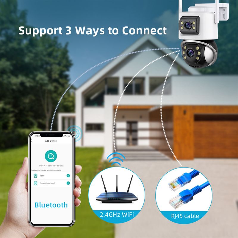 Icsee Gun Ball Bağlantılı Çift Lens İzleme Çift Ekran 360 Derece Açık Hava Su Geçirmez HD WiFi Top Makinesi Dürbün_voghion.com