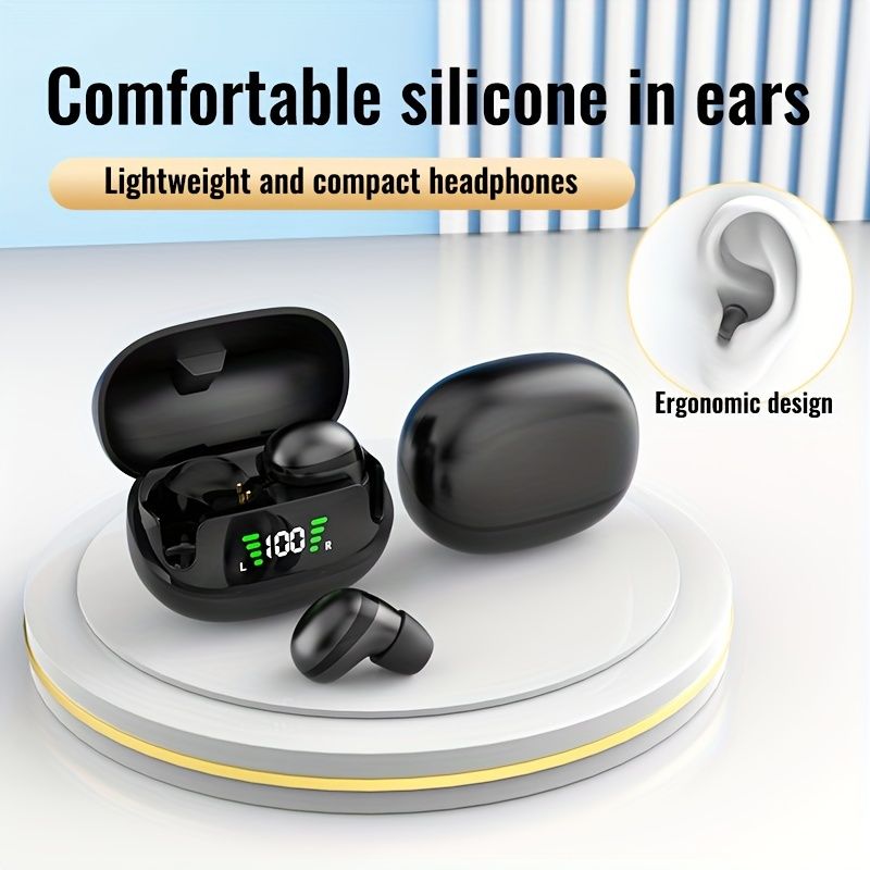 Casque ultra-petit de la taille d'une cacahuète, écran numérique haute définition avec microphone, mini casque sans fil furtif_voghion.com
