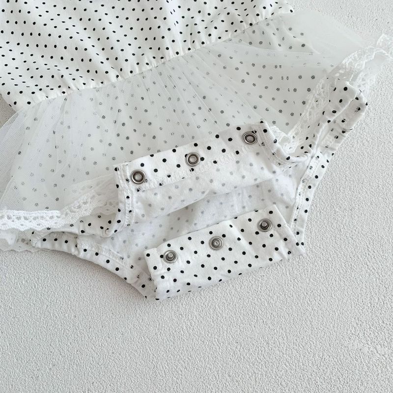 Instagram summer and children's girl baby small round dot printed vest, sleeveless triangle jumpsuit, crawling suit_voghion.com