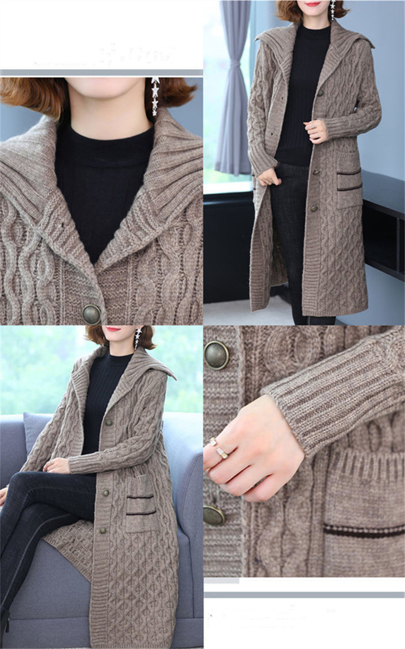 Winter Clothes Women Solid Single Breasted Long Sleeved Coat Knitted Cardigan Oversized Cardigan Thick Sweaters for_voghion.com