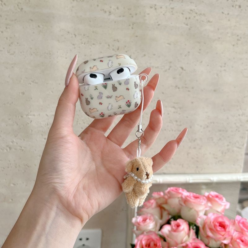 ins Wind Flower Rabbit Geeignet für AirPods Pro Kopfhörerabdeckung Drahtlose Bluetooth Apple Anti-Drop-Schutzabdeckung_voghion.com