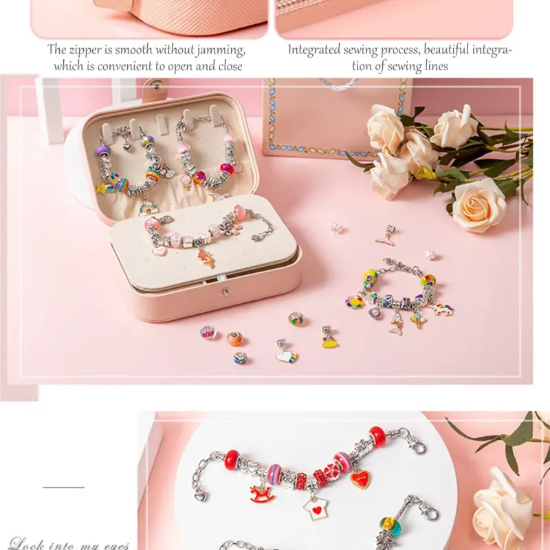 Adventskalender-Armband mit Kette zum Selbermachen für Kinder mit Aufbewahrungsbox, Schmuckset für Mädchen 230511_voghion.com