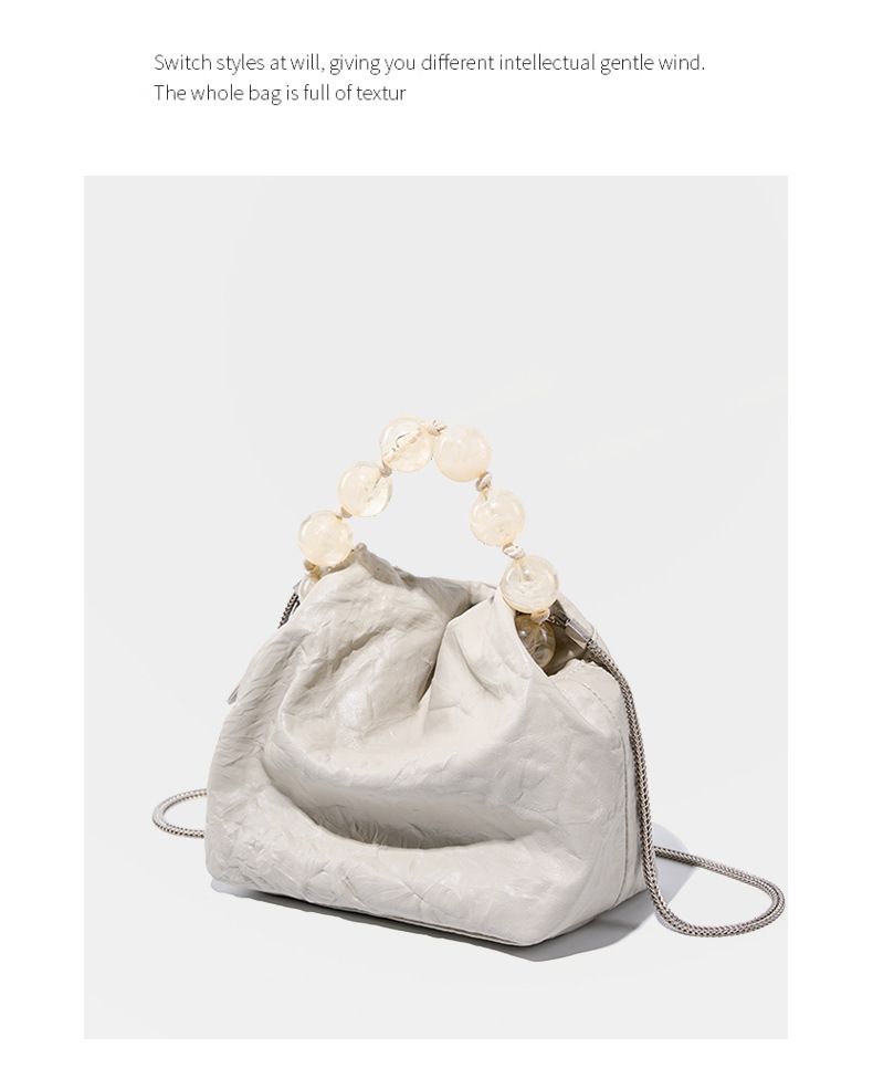 Borsa con perline, personalità, nicchia, primo strato, borsa in pelle di mucca, modello graffiato a mano da donna, borsa per il pranzo, borsa a tracolla con perline, tenuta a mano_voghion.com