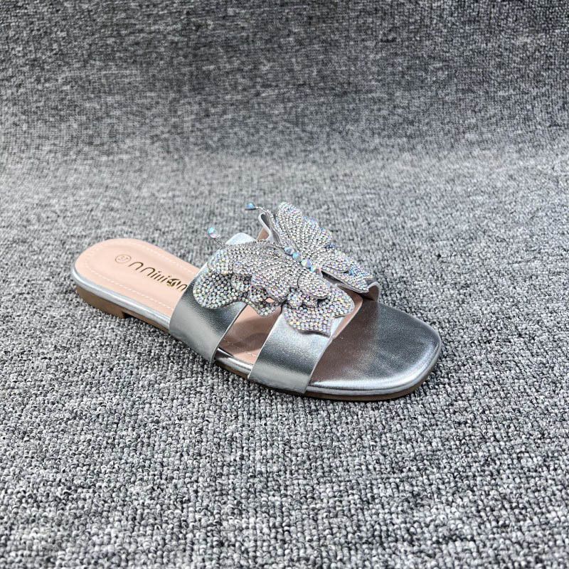 Chaussons pour femmes, ballerines pour femmes, chaussures plates, surface diamantée, extérieur, sans lacet, mode, pantoufles pour femmes Huidong, usine_voghion.com