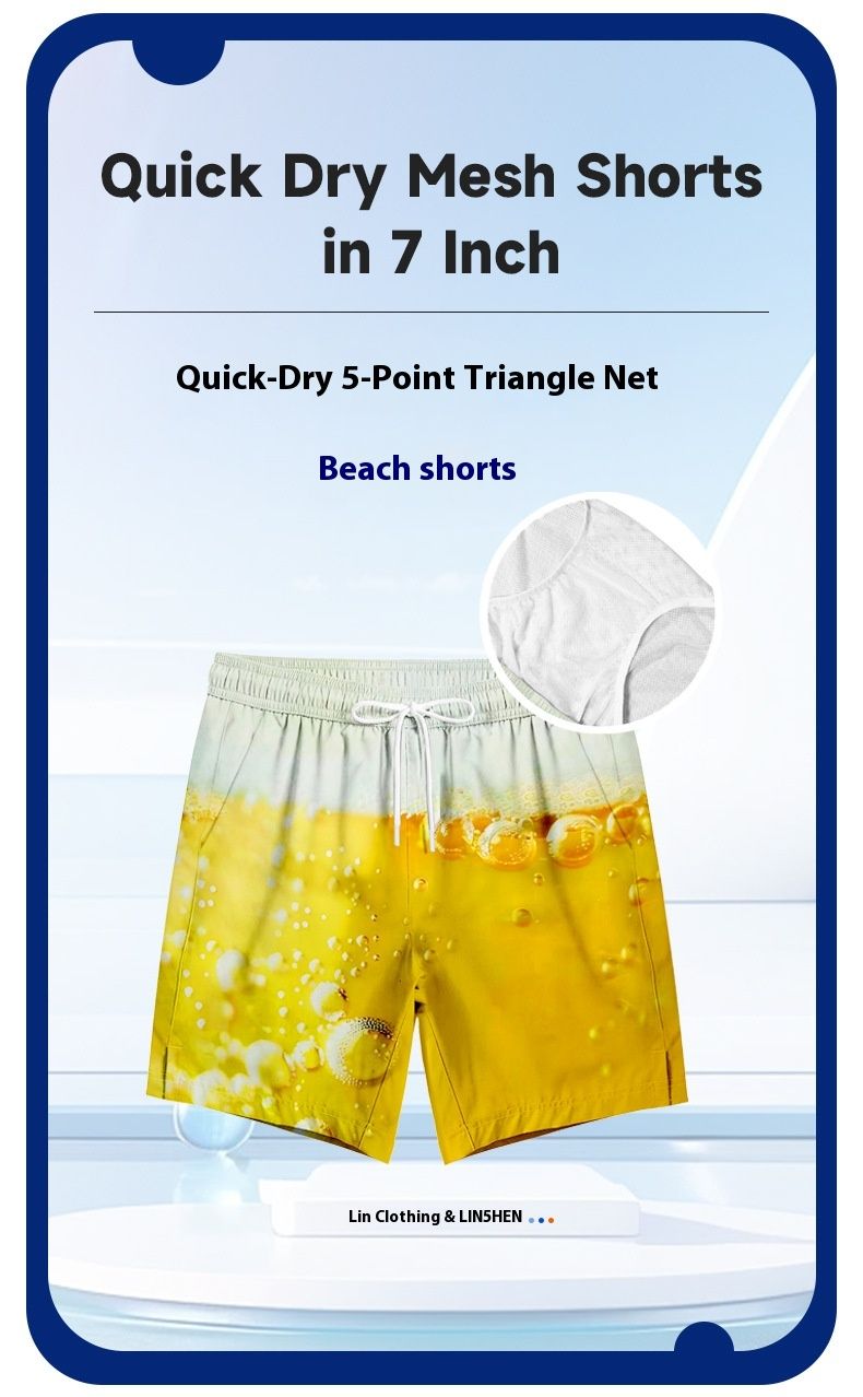 Summer Loose Sports Pants Breathable Men's Swimming Shorts Casual Triangle Mesh Quick Drying Beach Pants_voghion.com