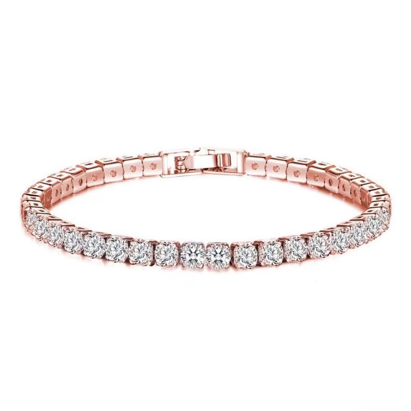 Trendy Round Zircon Bracelet Single Row Full Diamond Tennis Chain Hip Hop Jewelry_voghion.com