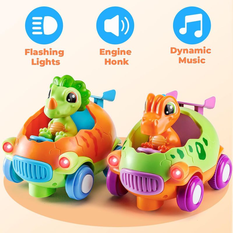 New Cartoon 2.4G Remote Control Dinosaur Remote Control Car Lighting Music Inertia Toy Car Children's Gift_voghion.com