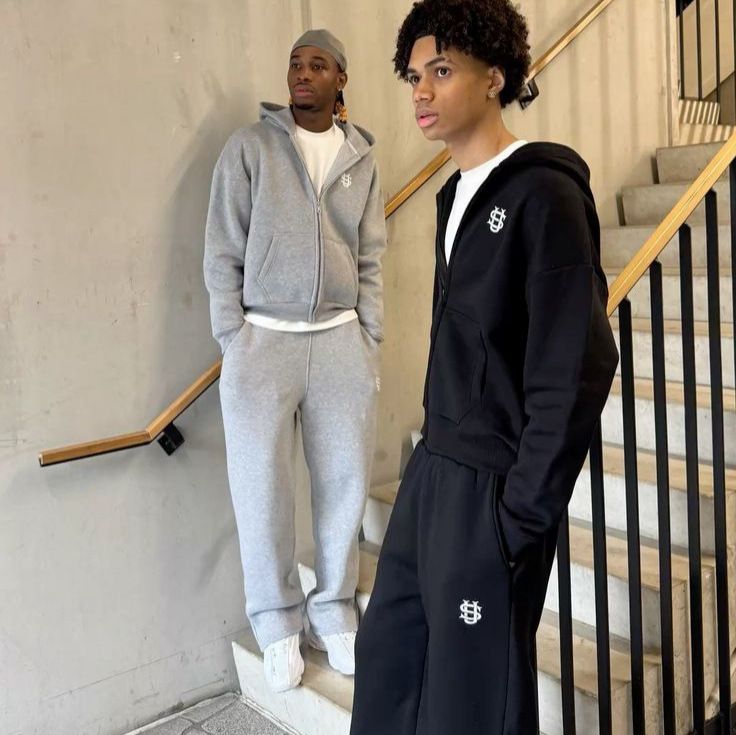 Men's Clothing European And American SUVENE Track Suits Street Trend Hip Hop Zipper Loose Solid Color Sports Suit_voghion.com