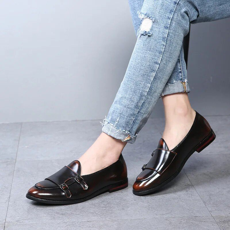 Herren Retro Patina Freizeit Lederschuhe Trendy Schnalle Party Hochzeit Schuh Herren Driving Flats Herren Mokassins Loafers EU_voghion.com