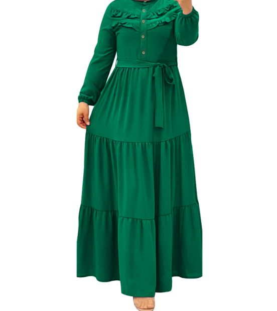 Naisten vaatteet Muslimiviitta yksivärinen vyöllä Muoti rento mekko_voghion.com