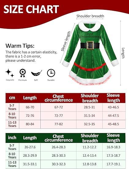 Χριστουγεννιάτικο Σετ φόρεμα με Ξωτικό Κοριτσιού Ξωτικό Ρόλο Παίξτε Στολή Velvet Dress Χριστουγεννιάτικη στολή_voghion.com