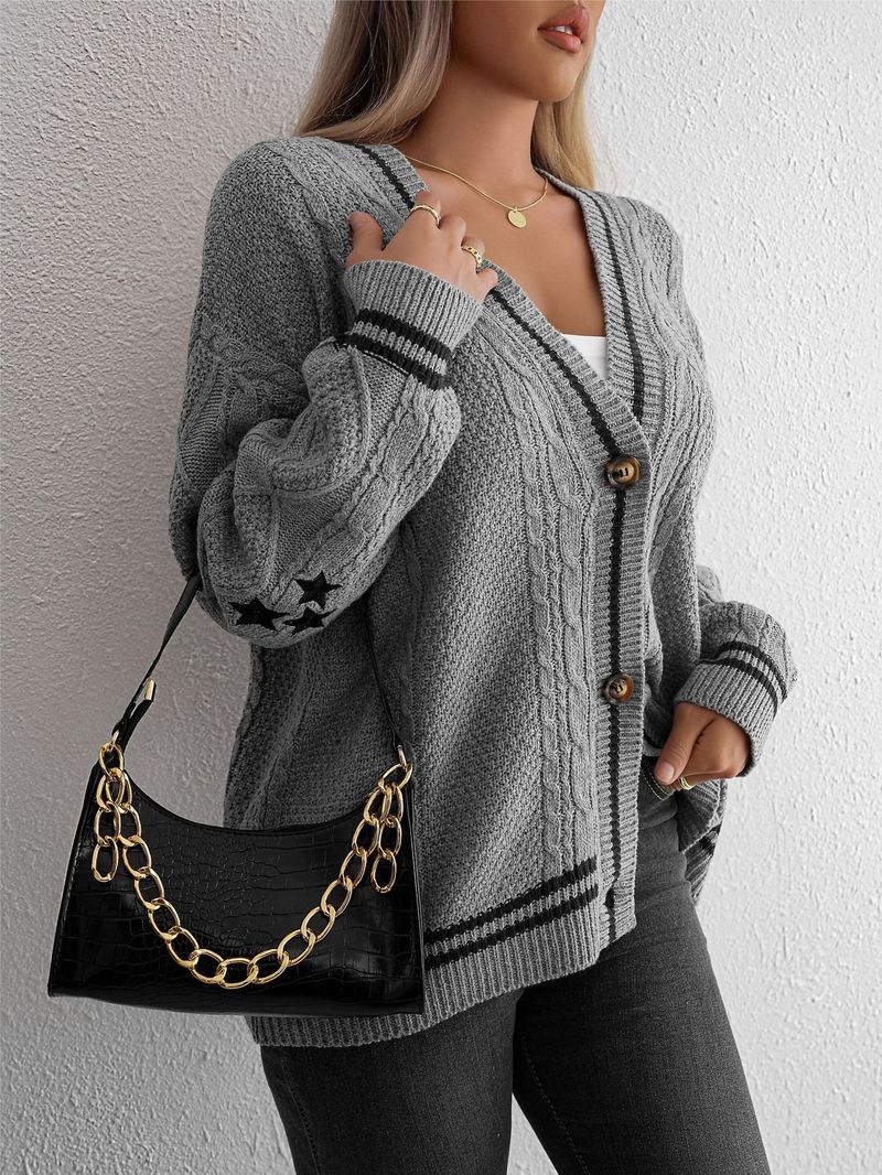 K Pure Color Long-sleeved Cardigan For Women,Temperament Commuting, European And American Bat Wing Knitting, Light Gray Single-row Button Sweater Coat_voghion.com