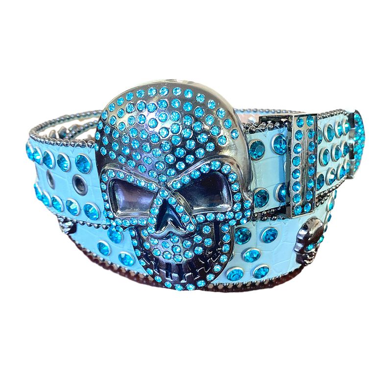 Nieuwe Cross Border Skull Punk-riem voor mannen, geklonken acryl kristal tailleband, Ins Europese en Amerikaanse paillettenriem voor vrouwen_voghion.com