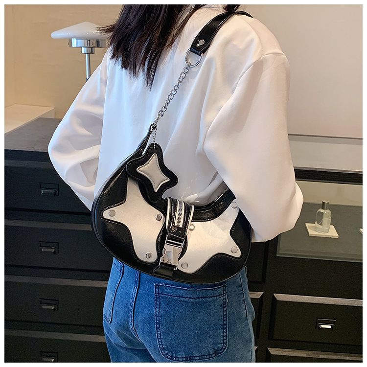New Star Moon Bag Car Armpit Hit Color Rivet Shoulder Bag, Women's Bag Fashion Versatile Casual Exquisite Daily_voghion.com