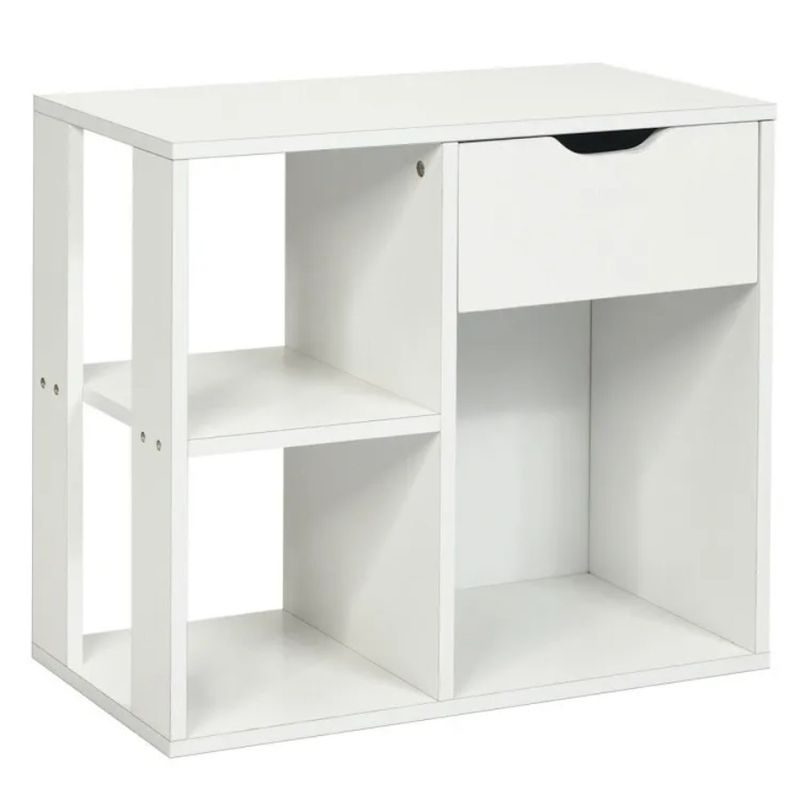 Storage Drawer With Side Space And Shelf 3-Tier Table_voghion.com