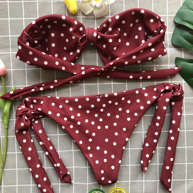 bikini sexy split bikini polka dot print swimsuit_voghion.com
