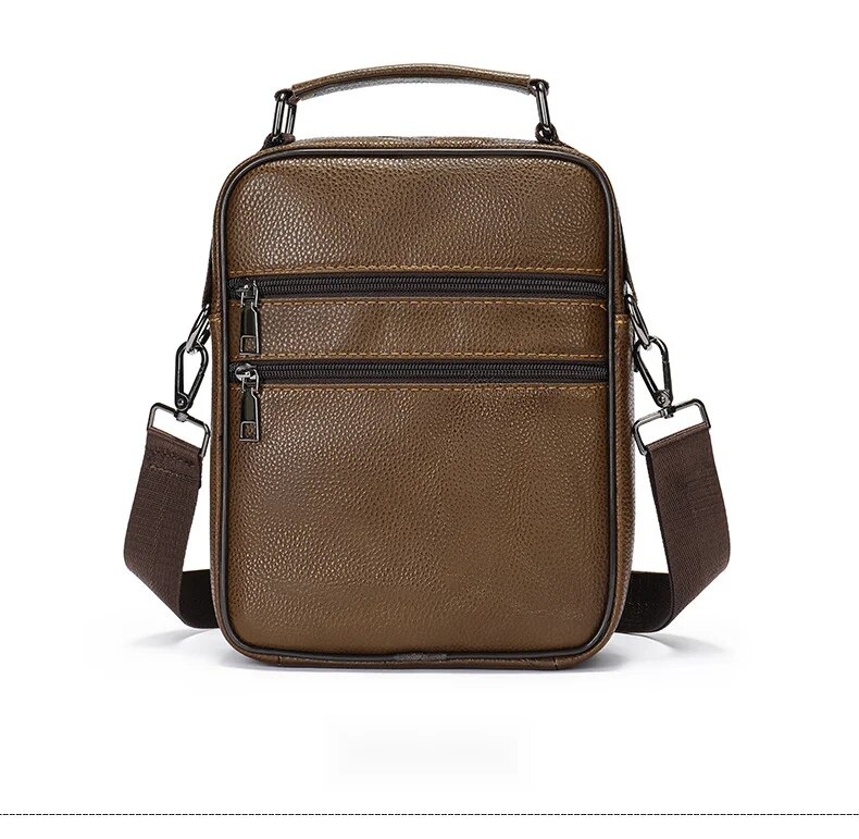 Borsa a tracolla autentica, strato superiore, borsa a spalla singola verticale in pelle di vacchetta, borsa da uomo casual e semplice in morbida pelle_voghion.com
