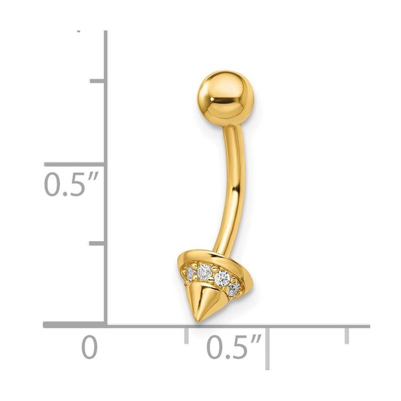 14k 14 Gauge CZ Cone Belly Ring_voghion.com