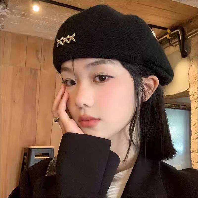 Nuovo berretto da donna autunno inverno 2025, snellente per il viso, reversibile, stile coreano, ampia circonferenza della testa._voghion.com