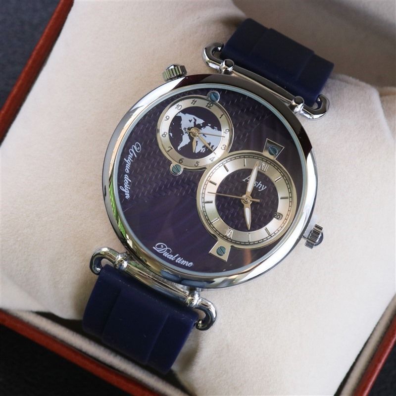 High-end Men's Movement Waterproof Cool Business Watch With Rubber Silicone Strap Dual Time Zone Hot Sale_voghion.com