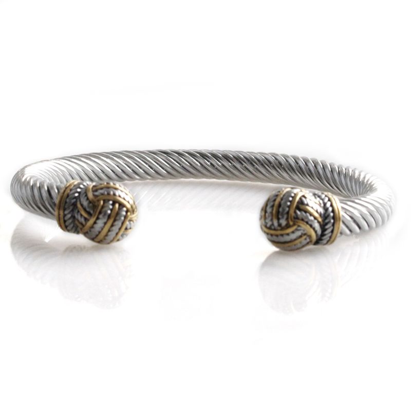 Roestvrijstalen Trend Retro Twist Ball Open Armband Titanium Stalen Verstelbare Kabel Touw Armband_voghion.com