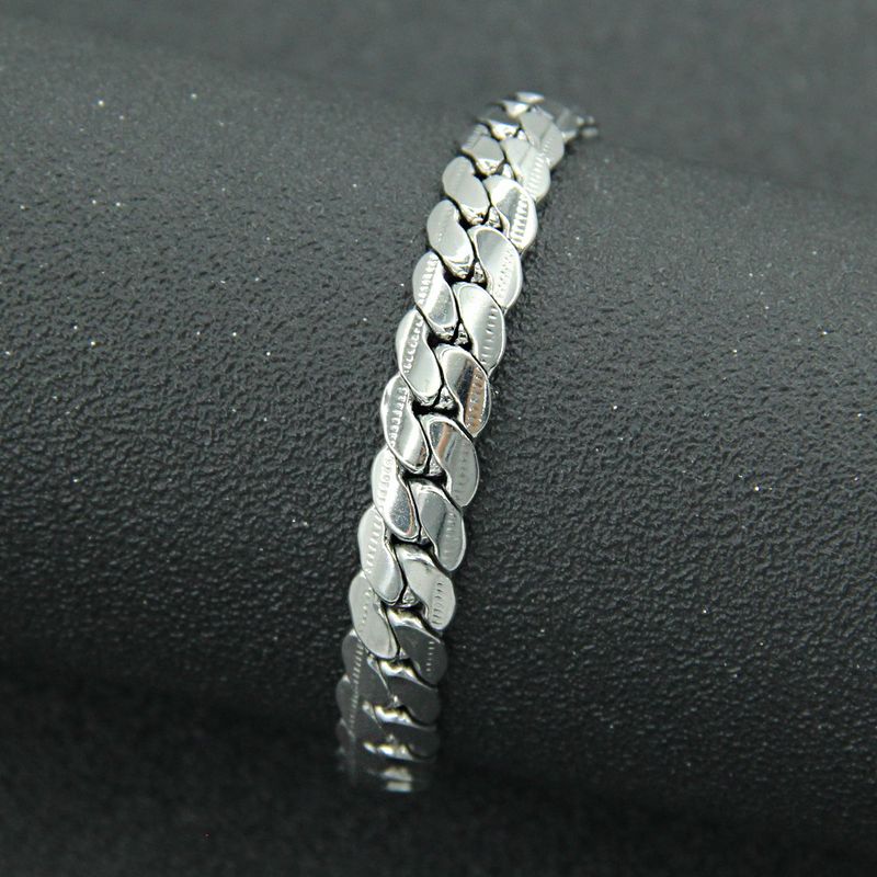 Simple Smooth Titanium Steel Cuban Chain Bracelet Cold Style Neutral Trend Bracelet_voghion.com