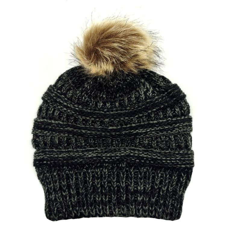 Thick and warm knitted with silk lining, women's casual ball fox fur hat, double-layer hat_voghion.com