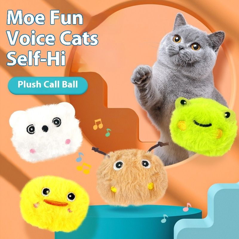 Pet calling plush sound cartoon animal teasing ball durable scratch bite resistant cat self pleasure relieving toy_voghion.com