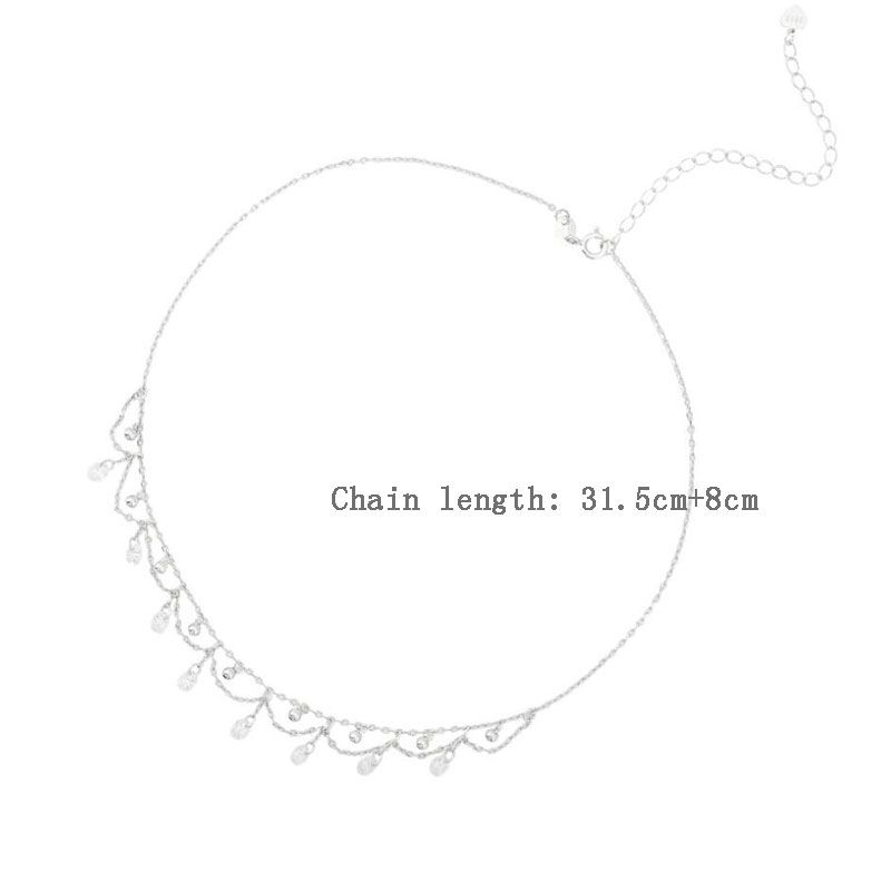 Vendite calde ANENJERY Argento Colore Goccia Zircone Choker Per Le Donne Clavicola Catena Collana Gioielli Regali S-N245_voghion.com