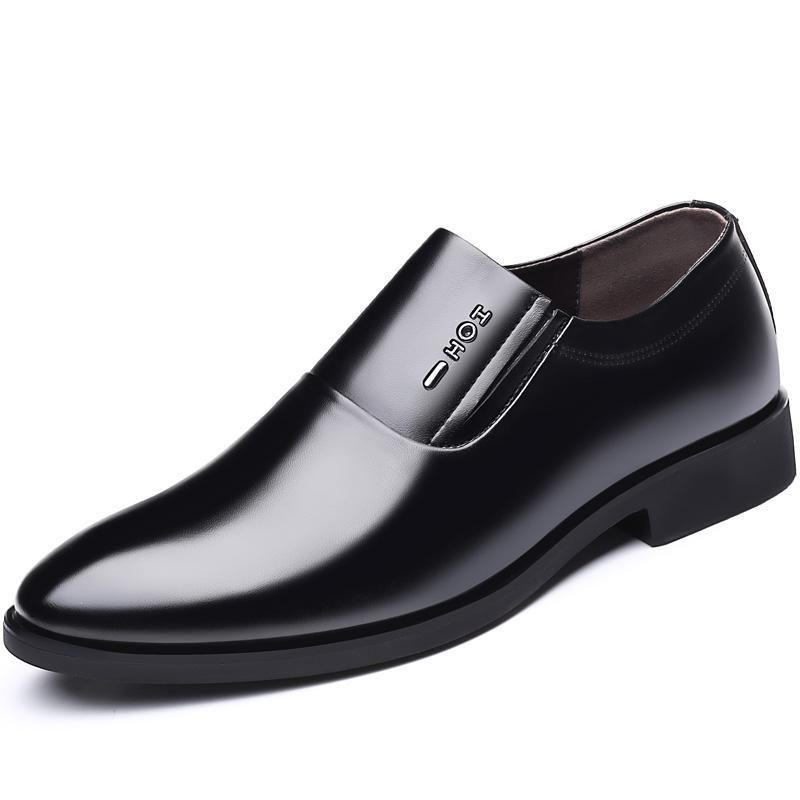 Suitable For All Seasons Business Formal Slip-On Pointed Toe Men's Fashion Casual Leather Shoes_voghion.com