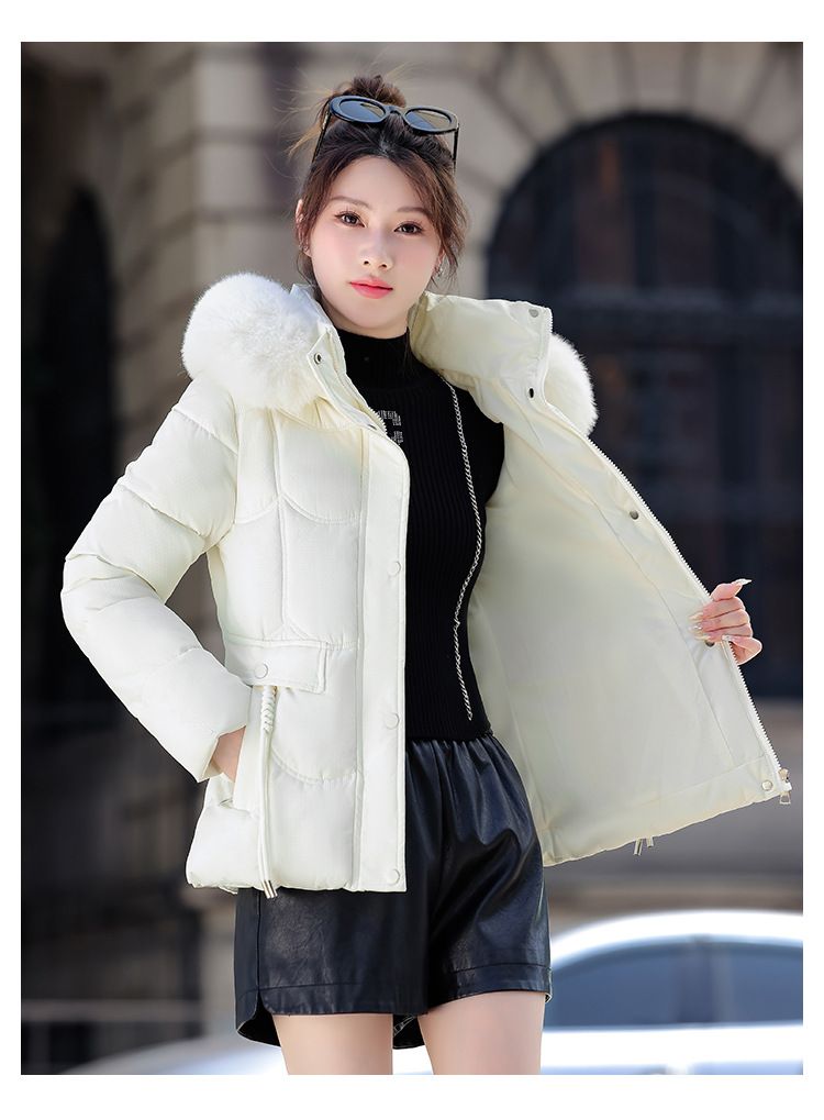 Women's Winter Parka With Detachable Faux Fur Hood – Slim-Fit Short Puffer Jacket, Plush Lined, Raccoon Dog Fur Trim, Zipper Closure (5 Colors)_voghion.com