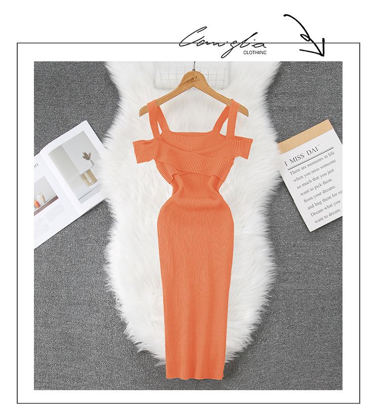 Flutter Sleeveless Knit Dress With Ruffle Neckline - Sexy High Waist Bodycon Summer Dress For Women, Breathable Rayon Blend Fabric_voghion.com