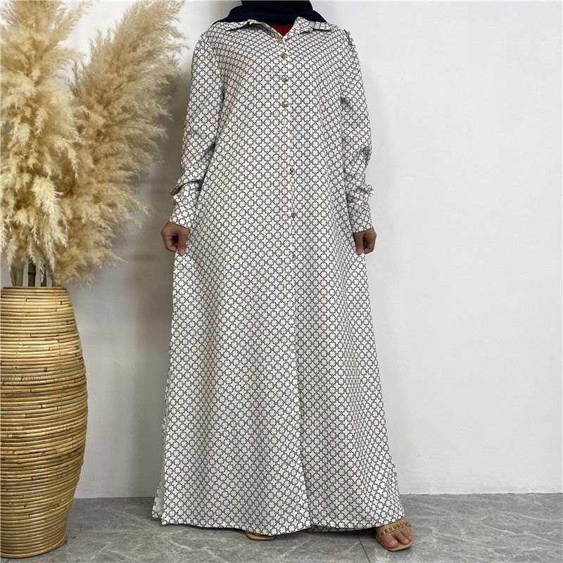 Conjunto de 2 piezas de cárdigan largo con botones de satén estampado a la moda y pantalones con bolsillo 6674_voghion.com