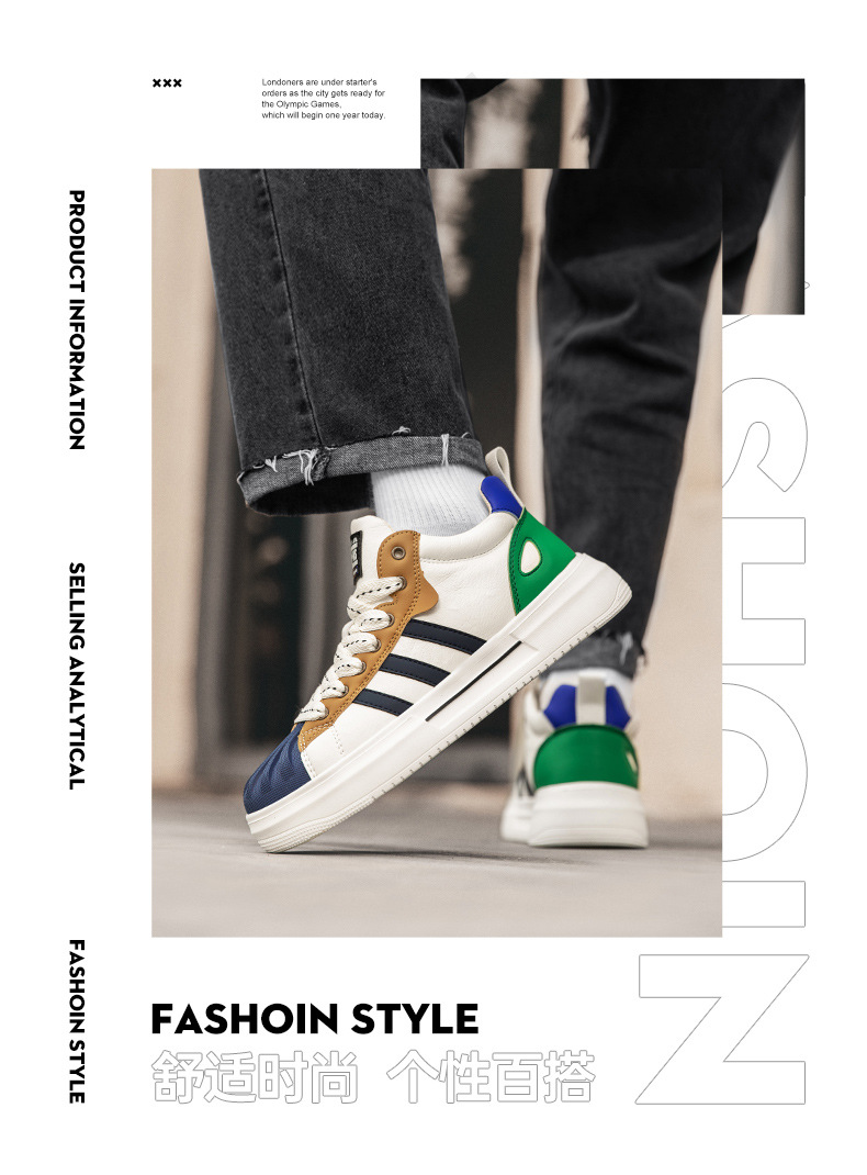 Shoes Men S Spring And Autumn New Thick Bottom Versatile Trendy Shoes Casual White Sneaker Brand Shell Head Sneakers_voghion.com